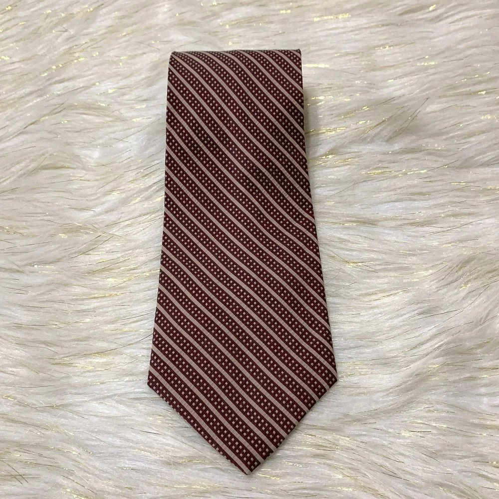 Brown stripe square men's silk necktie‎ Italy/USA